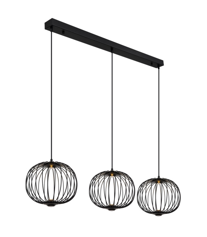 Galway Bar Pendant Ceiling Light Matt Black 3x LED 3000K-6