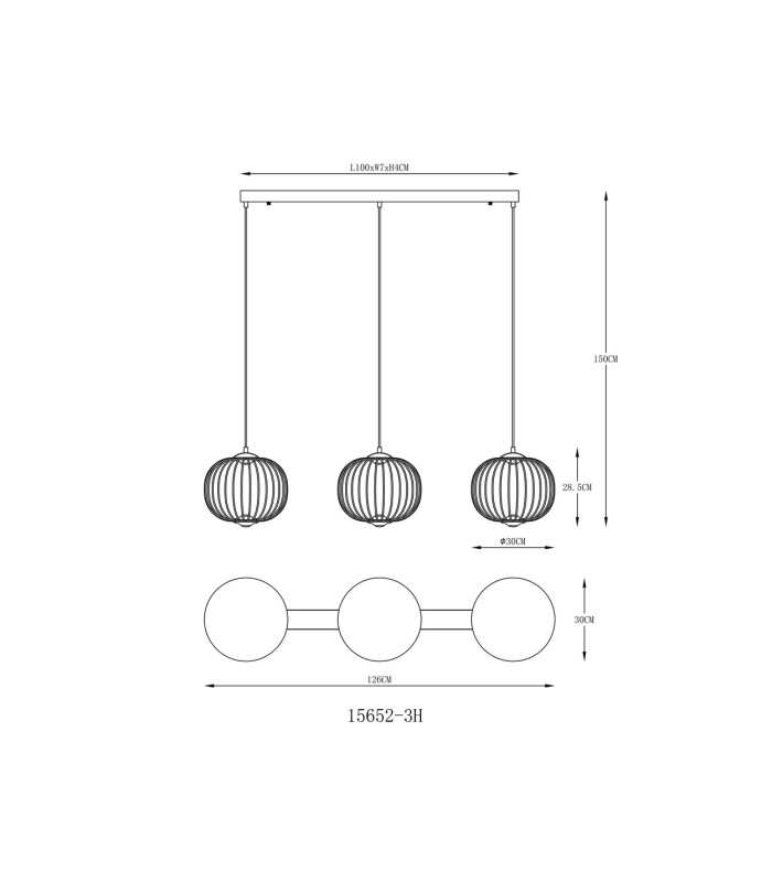 Galway Bar Pendant Ceiling Light Matt Black 3x LED 3000K-8