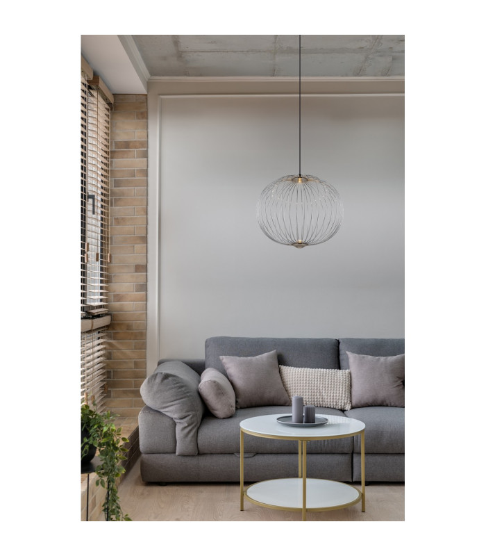 Galway 50cm Wire Frame Pendant Ceiling Light Nickel Matt LED 3000K-6