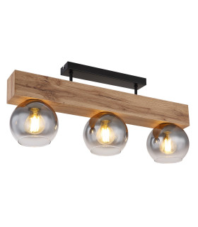 Moitas Ceiling Spotlight Bar Matt Black Smoke Glass Shade 3x E27-1