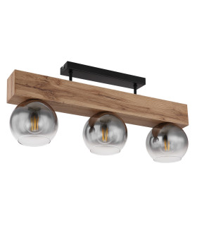 Moitas Ceiling Spotlight Bar Matt Black Smoke Glass Shade 3x E27-2