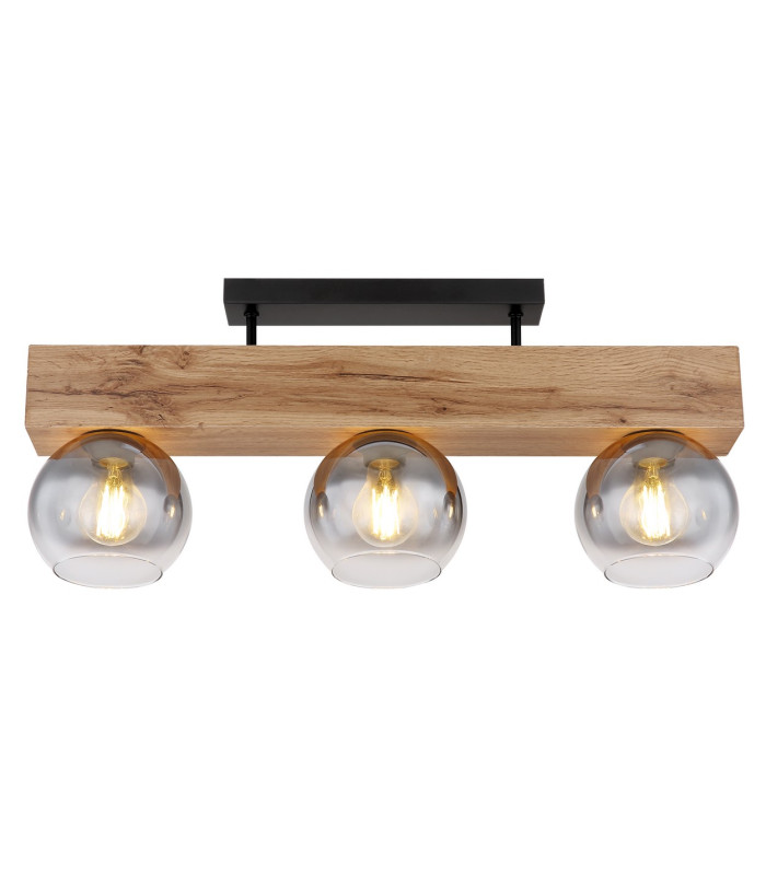 Moitas Ceiling Spotlight Bar Matt Black Smoke Glass Shade 3x E27-3