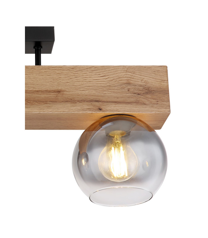 Moitas Ceiling Spotlight Bar Matt Black Smoke Glass Shade 3x E27-4