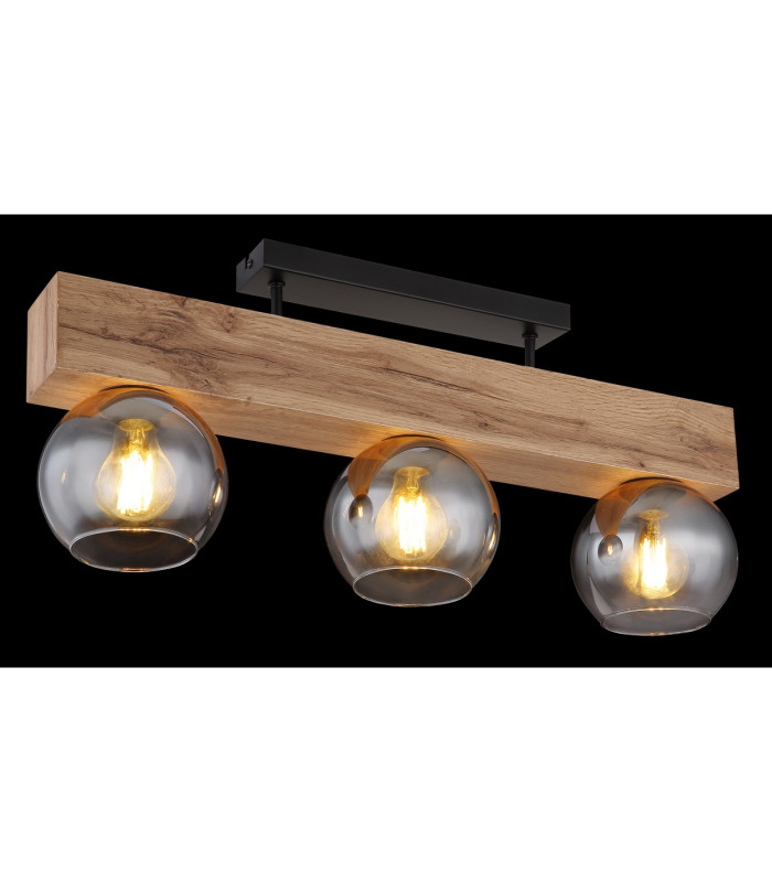 Moitas Ceiling Spotlight Bar Matt Black Smoke Glass Shade 3x E27-5