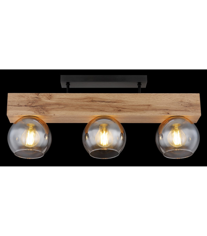 Moitas Ceiling Spotlight Bar Matt Black Smoke Glass Shade 3x E27-6