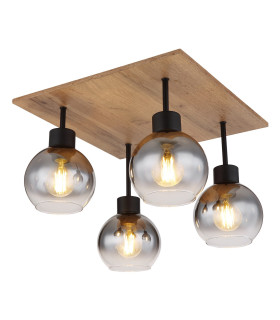 Moitas Shade Cluster Ceiling Light Matt Black Smoke Glass Shade 4x E27-1