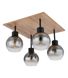 Moitas Shade Cluster Ceiling Light Matt Black Smoke Glass Shade 4x E27-2