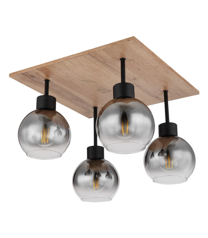 Moitas Shade Cluster Ceiling Light Matt Black Smoke Glass Shade 4x E27-2