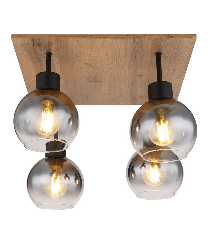 Moitas Shade Cluster Ceiling Light Matt Black Smoke Glass Shade 4x E27-3