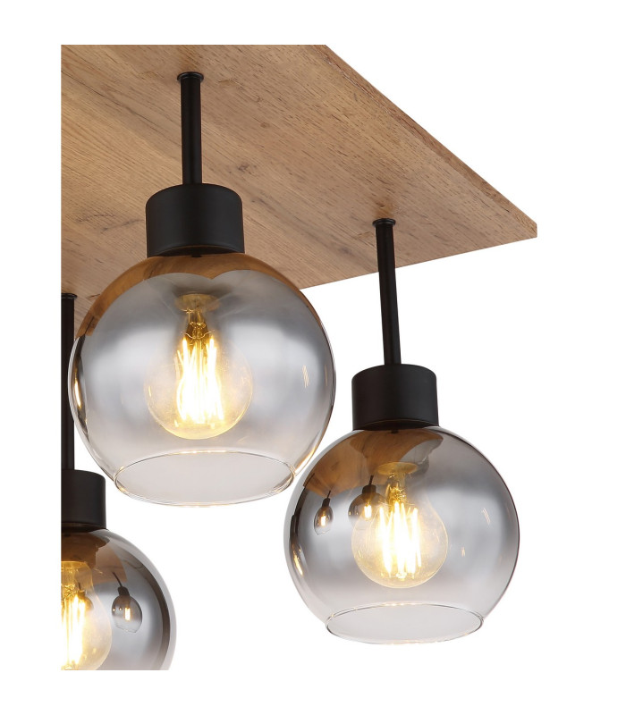 Moitas Shade Cluster Ceiling Light Matt Black Smoke Glass Shade 4x E27-4