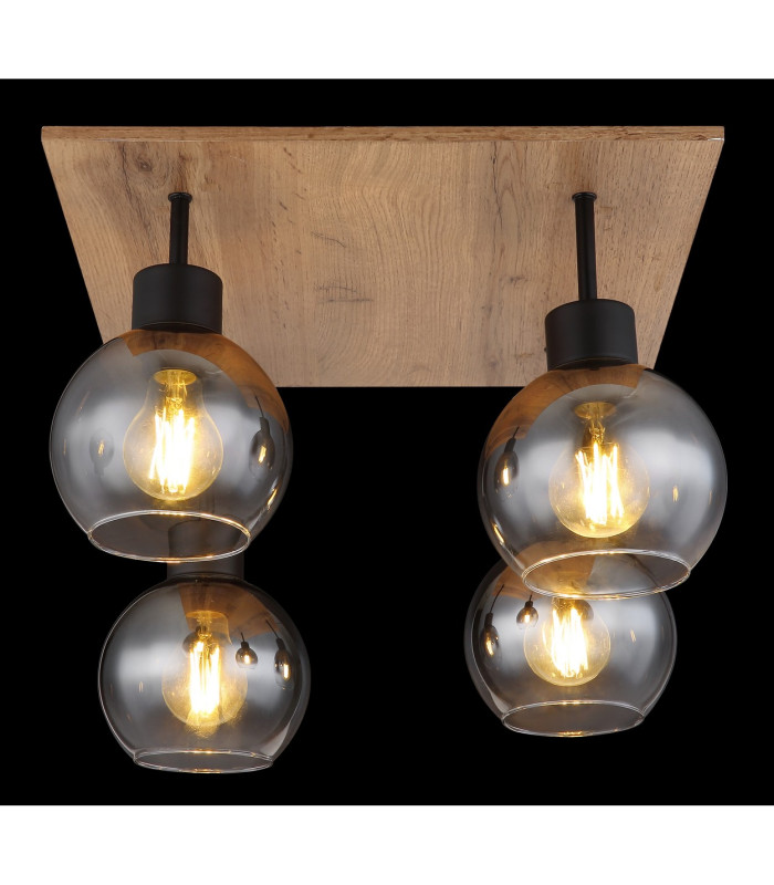 Moitas Shade Cluster Ceiling Light Matt Black Smoke Glass Shade 4x E27-6