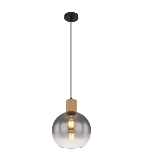 Moitas Dome Pendant Ceiling Light Matt Black Smoke Glass Shade 1x E27-1