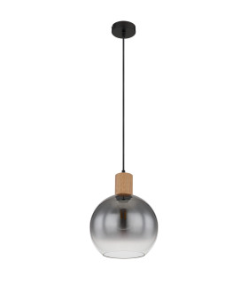 Moitas Dome Pendant Ceiling Light Matt Black Smoke Glass Shade 1x E27-2