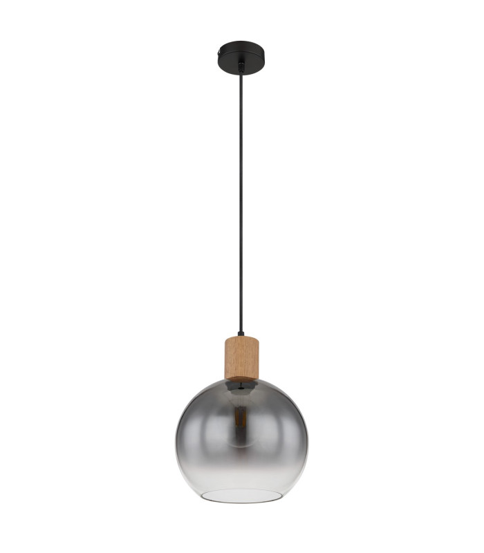 Moitas Dome Pendant Ceiling Light Matt Black Smoke Glass Shade 1x E27-2