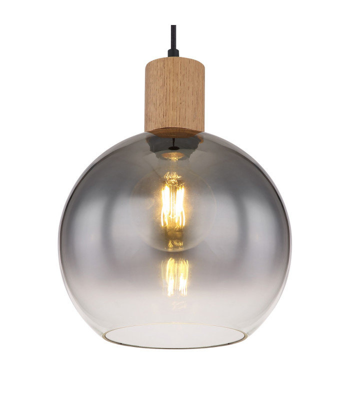 Moitas Dome Pendant Ceiling Light Matt Black Smoke Glass Shade 1x E27-3