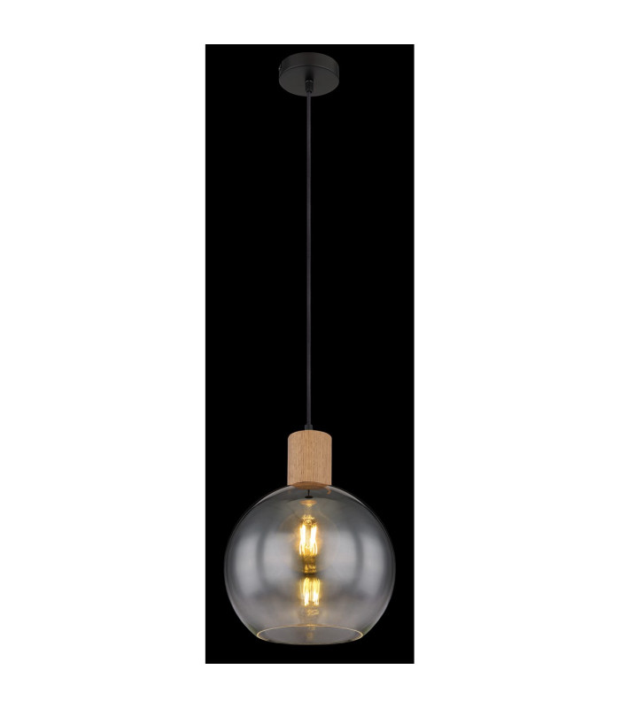 Moitas Dome Pendant Ceiling Light Matt Black Smoke Glass Shade 1x E27-4