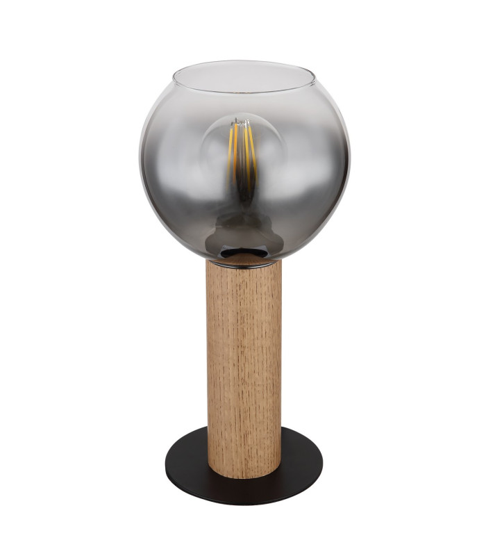 Moitas Globe Table Lamp Matt Black Smoke Glass Shade 1x E27-2