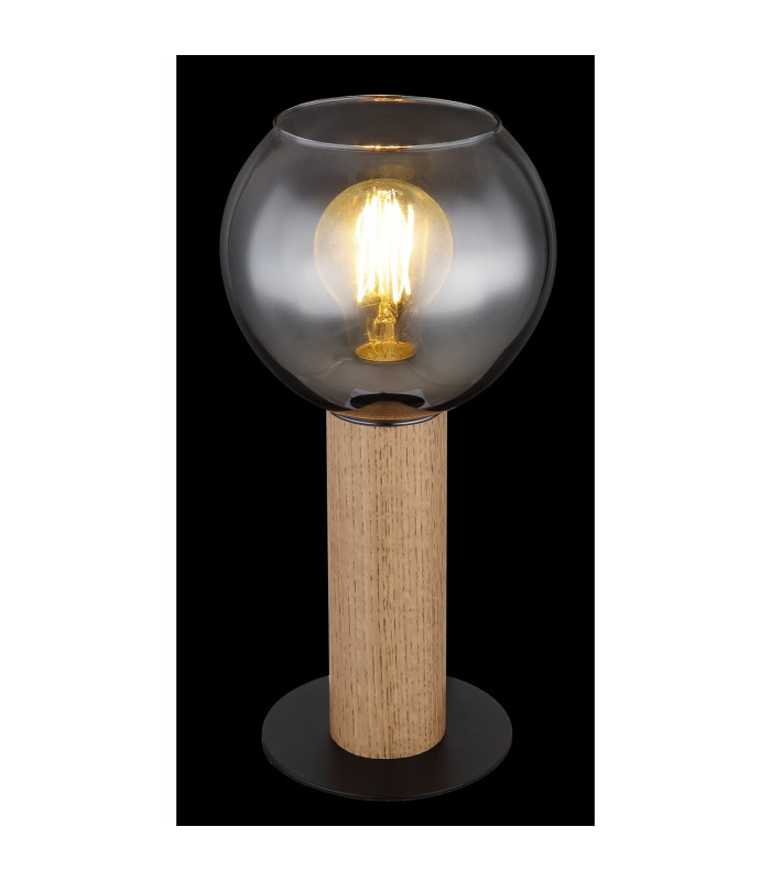 Moitas Globe Table Lamp Matt Black Smoke Glass Shade 1x E27-5