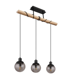 Richard Bar Pendant Ceiling Light Matt Black Smoke Glass Shade 3x E27-2