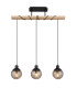 Richard Bar Pendant Ceiling Light Matt Black Smoke Glass Shade 3x E27-3