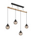 Richard Bar Pendant Ceiling Light Matt Black Smoke Glass Shade 4x E27-1