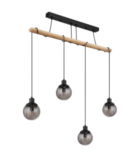 Richard Bar Pendant Ceiling Light Matt Black Smoke Glass Shade 4x E27-2