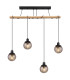 Richard Bar Pendant Ceiling Light Matt Black Smoke Glass Shade 4x E27-3