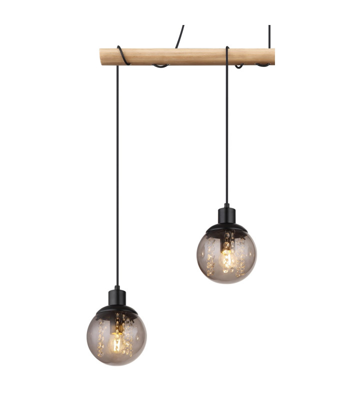 Richard Bar Pendant Ceiling Light Matt Black Smoke Glass Shade 4x E27-4