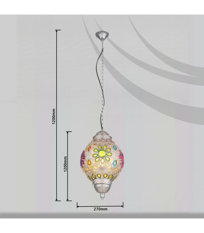 Gelasius Pendant Ceiling Light Silver Colored 1x E27-6