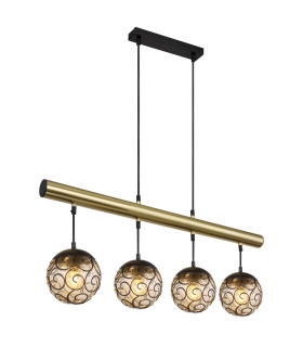 Fitz Bar Pendant Ceiling Light Matt Black 4x E27-1