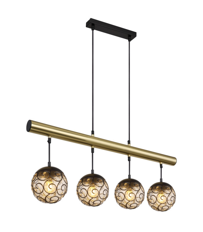 Fitz Bar Pendant Ceiling Light Matt Black 4x E27-1