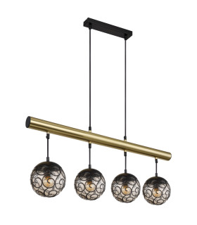 Fitz Bar Pendant Ceiling Light Matt Black 4x E27-2