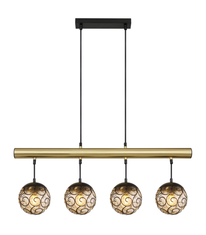 Fitz Bar Pendant Ceiling Light Matt Black 4x E27-3
