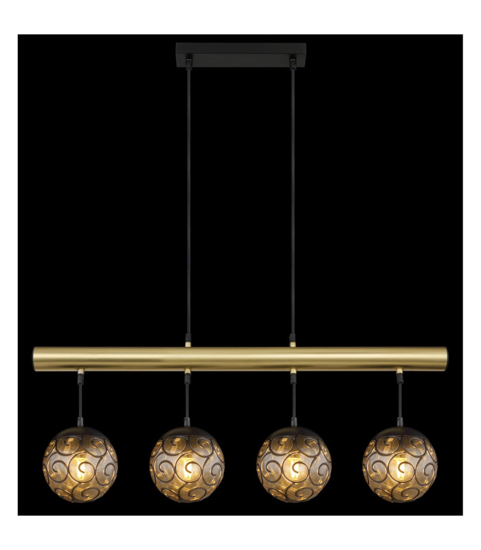 Fitz Bar Pendant Ceiling Light Matt Black 4x E27-6