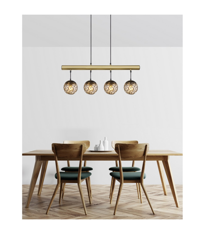 Fitz Bar Pendant Ceiling Light Matt Black 4x E27-7