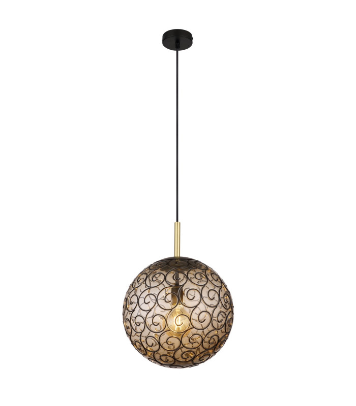 Fitz 35cm Globe Pendant Ceiling Light Matt Black 1x E27-1