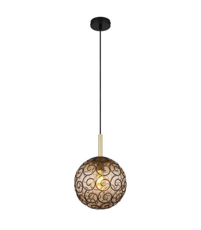 Fitz 25cm Globe Pendant Ceiling Light Matt Black 1x E27-1