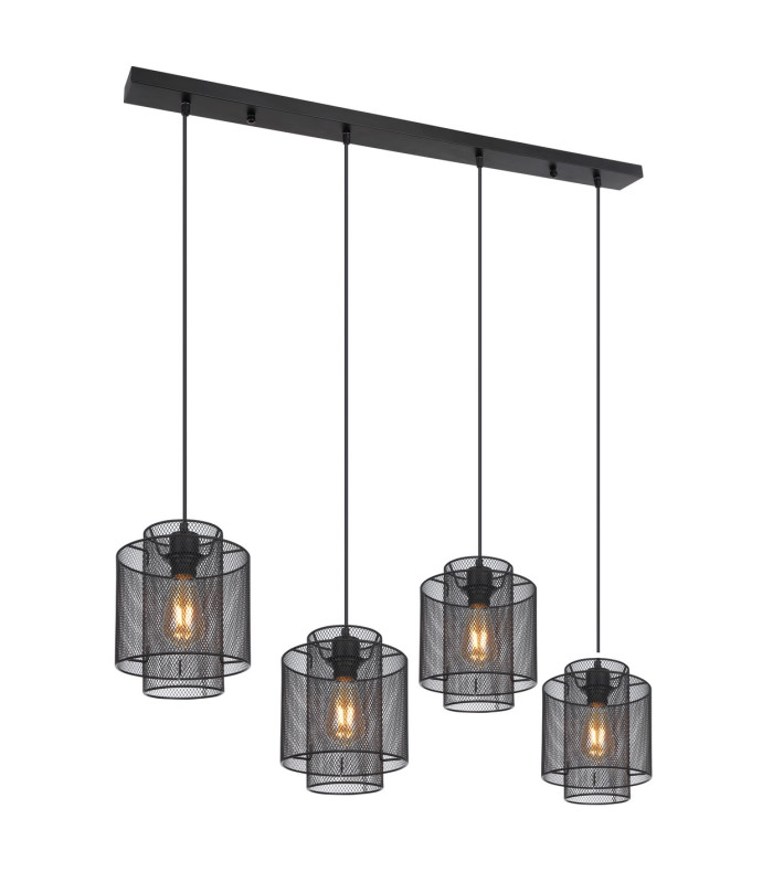 Augustin Bar Pendant Ceiling Light Matt Black 4x E27-1