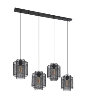 Augustin Bar Pendant Ceiling Light Matt Black 4x E27-2