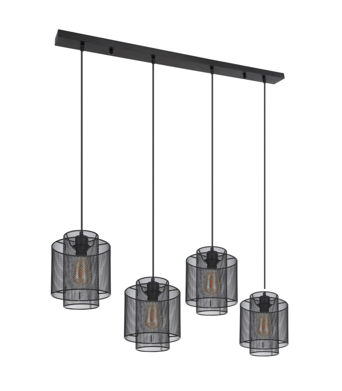 Augustin Bar Pendant Ceiling Light Matt Black 4x E27-2