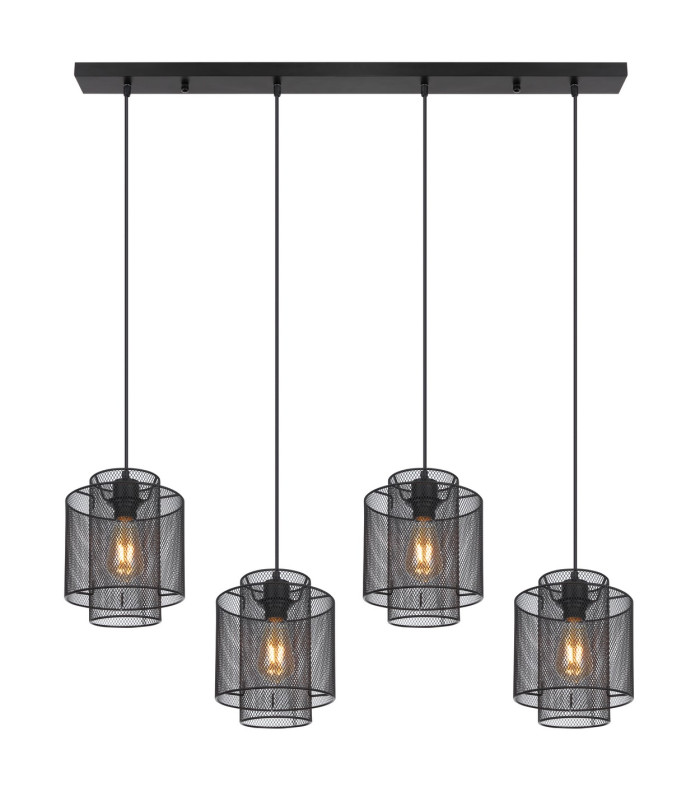 Augustin Bar Pendant Ceiling Light Matt Black 4x E27-3
