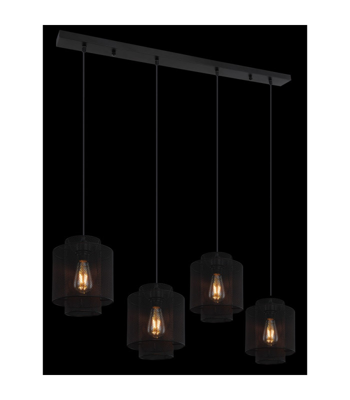 Augustin Bar Pendant Ceiling Light Matt Black 4x E27-5