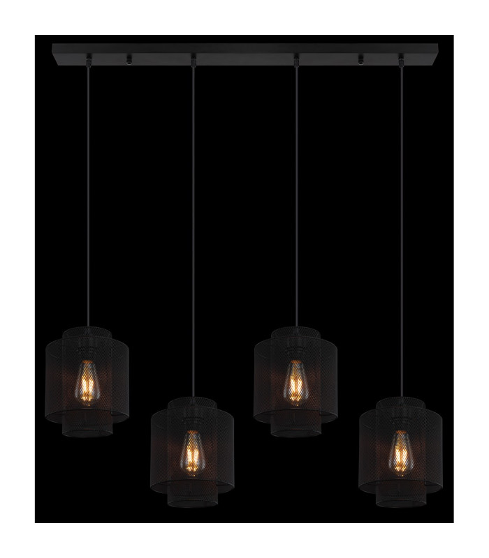 Augustin Bar Pendant Ceiling Light Matt Black 4x E27-6