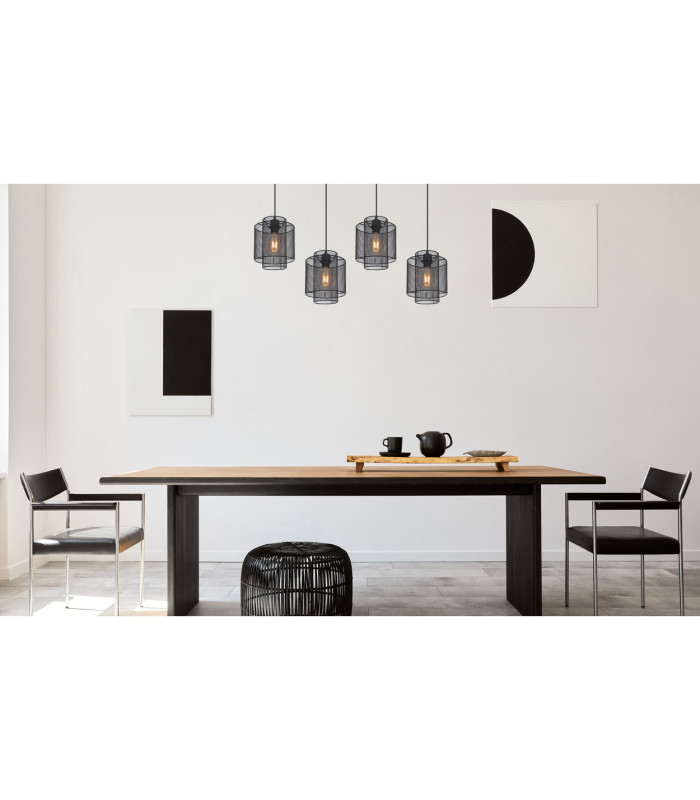 Augustin Bar Pendant Ceiling Light Matt Black 4x E27-7