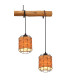 Elmar Bar Pendant Ceiling Light Matt Black Wood 4x E27-4