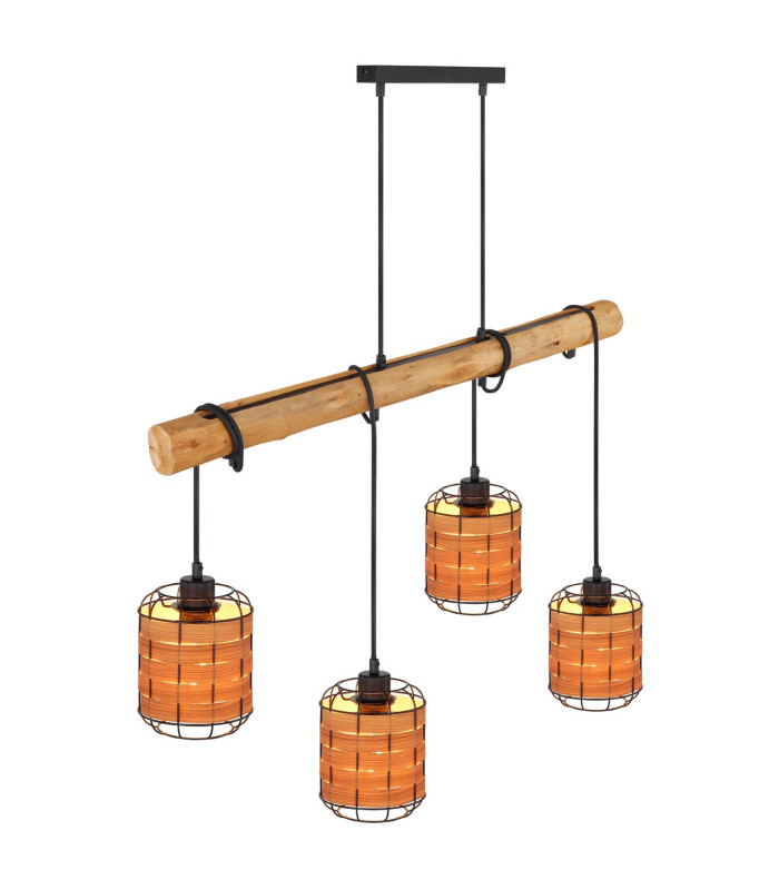 Elmar Bar Pendant Ceiling Light Matt Black Wood 4x E27-7