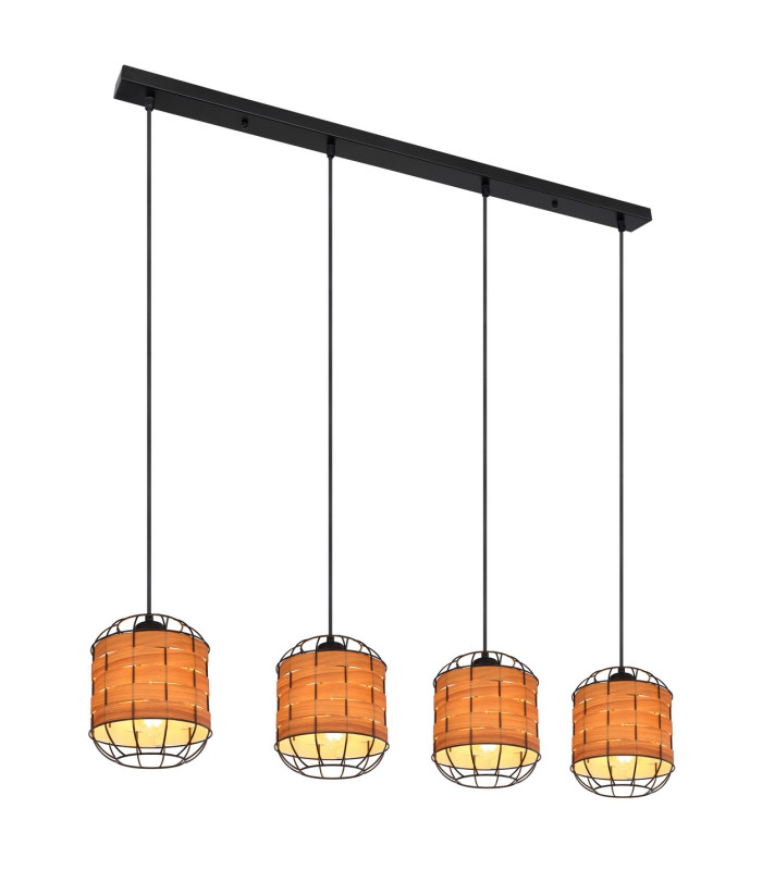Elmar Bar Pendant Ceiling Light Matt Black 4x E27-1