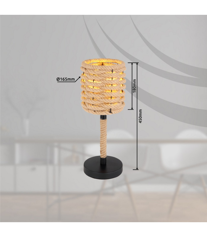 Halia Bedside Table Lamp Matt Black 1x E27-8