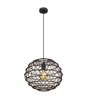 Senni 39cm Wire Frame Pendant Ceiling Light Matt Black 1x E27-1
