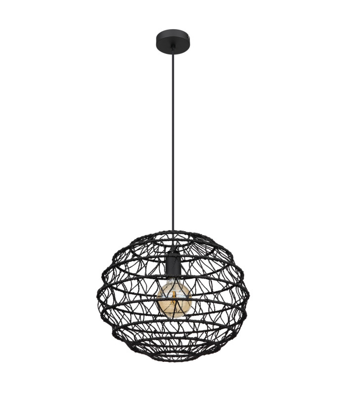 Senni 39cm Wire Frame Pendant Ceiling Light Matt Black 1x E27-2